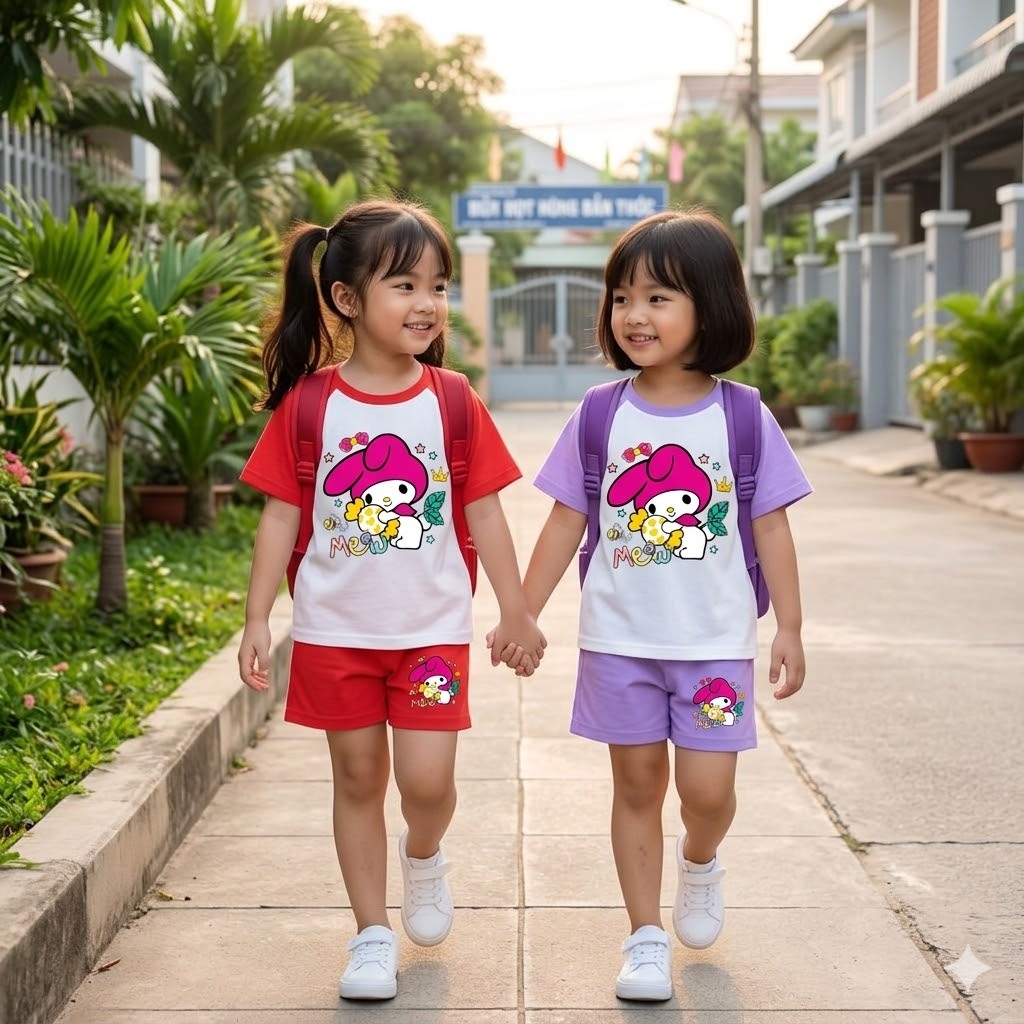 RHINO KIDS FASHION SHOP _ ชุดเด็กผู้หญิงผ้าฝ้าย 4 ทิศทาง made in Vietnam - DM406