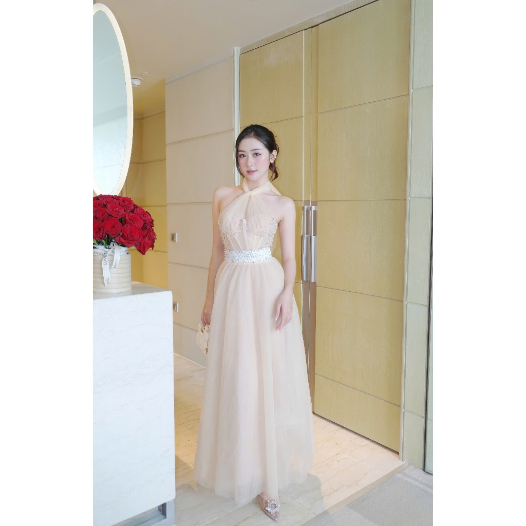 ชุดเดรส MAXI คอปกตาข่าย OBB