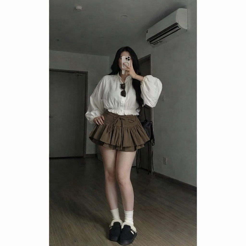กระโปรงสตรีพื้นจีบสั้น Bigsize 55-100kg, กระโปรงสั้น Bigsize SAN BIGSIZE