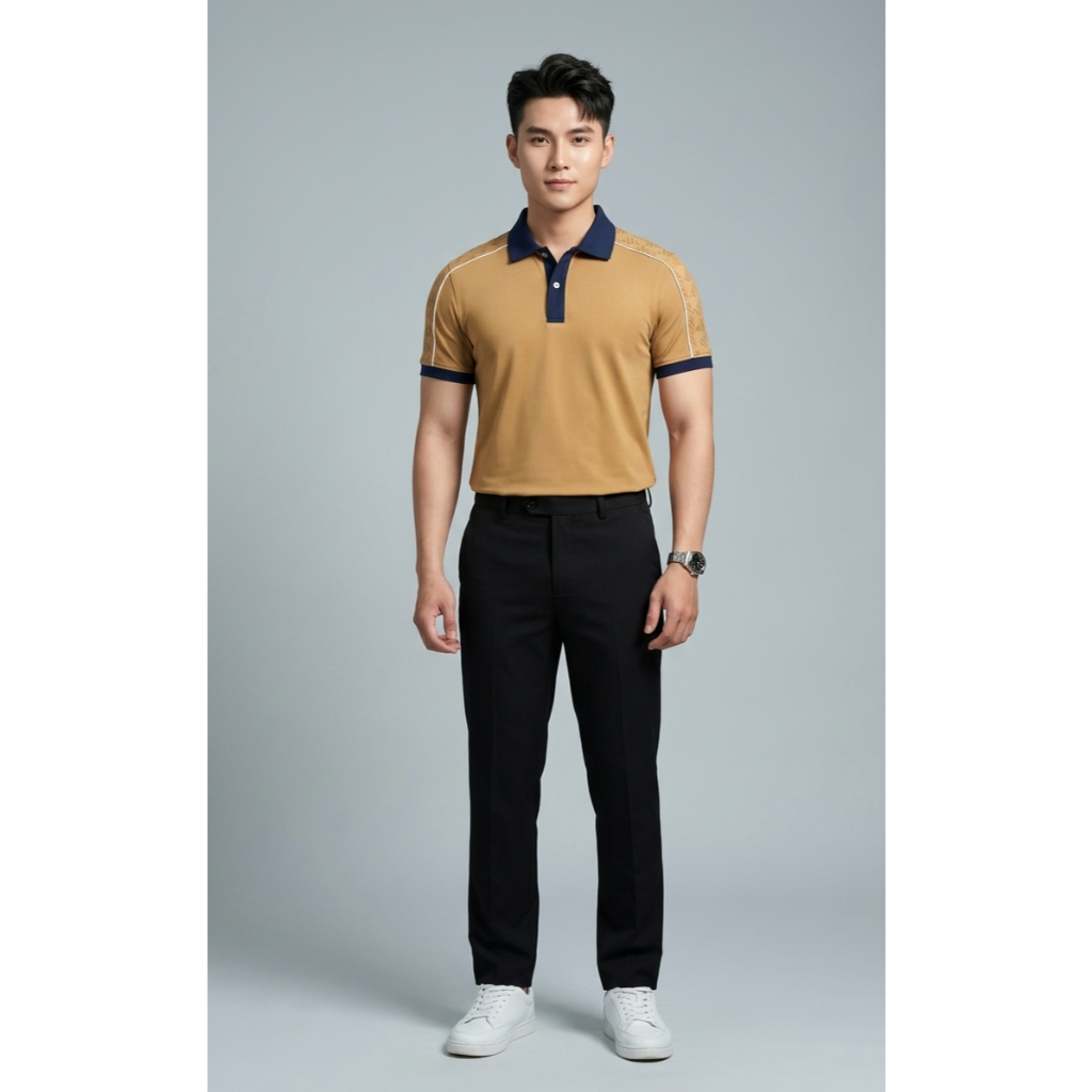 เสื้อโปโลไหล่ผู้ชาย DOCAS ลาย Imprinted ผ้าคอตตอน CMC Regular Fit PL06