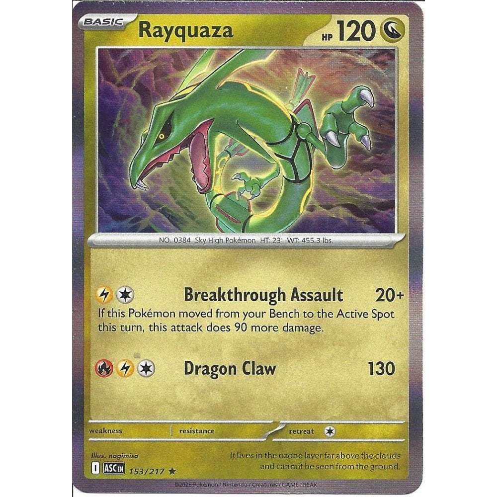 [KW2 Pokemon] [EN] การ์ด 153/217 Rayquaza - Holo - ASCEN