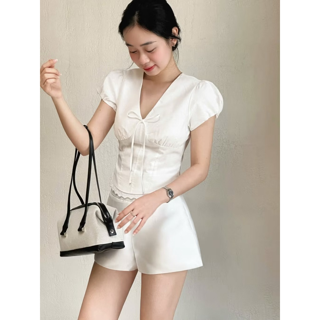 KENCO CLOTHING SAIGON เสื้อเชิ้ตแขนพองมีโบว์