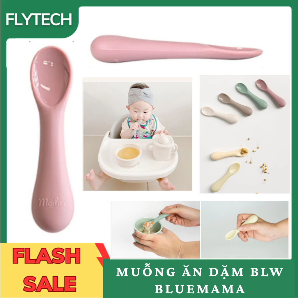 ช้อนป้อนอาหารเด็ก BLW Bluemama ขนาดกะทัดรัด ปลอดภัย และจับง่ายเมื่อหัดกิน
