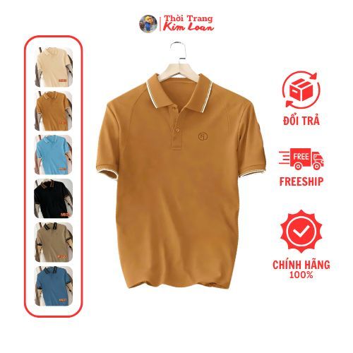 [รหัส 22, 23, 24, 25, 26, 27] - KIM LOAN FASHION เสื้อโปโลผู้ชาย คอปกเปิดโล่ง หรูหรา หนังจระเข้เรียบ