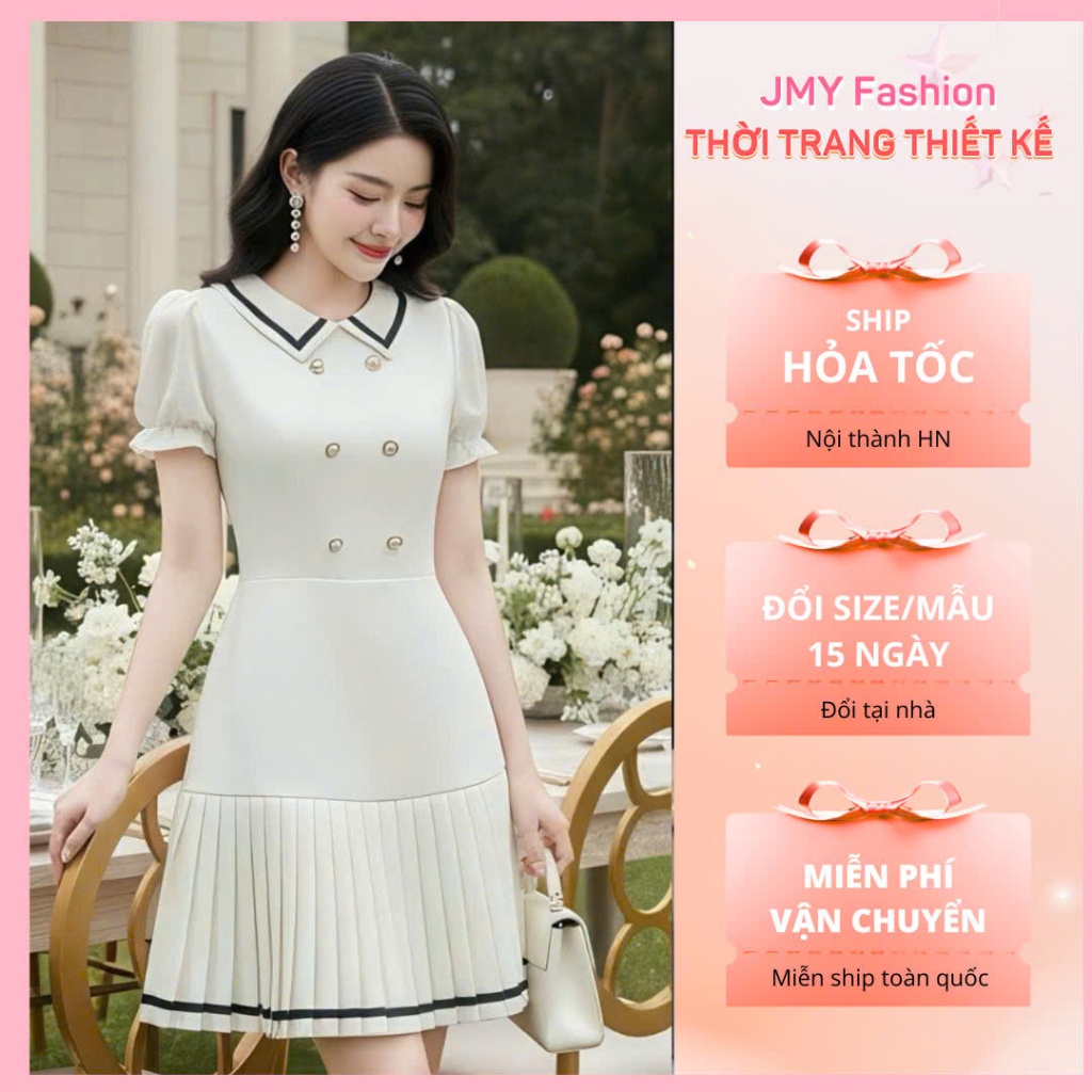 (FIRE) DS7903 มินิเดรสคอปกดอกบัวเรียบหรู [Dolce Viva Collection (DVC)]