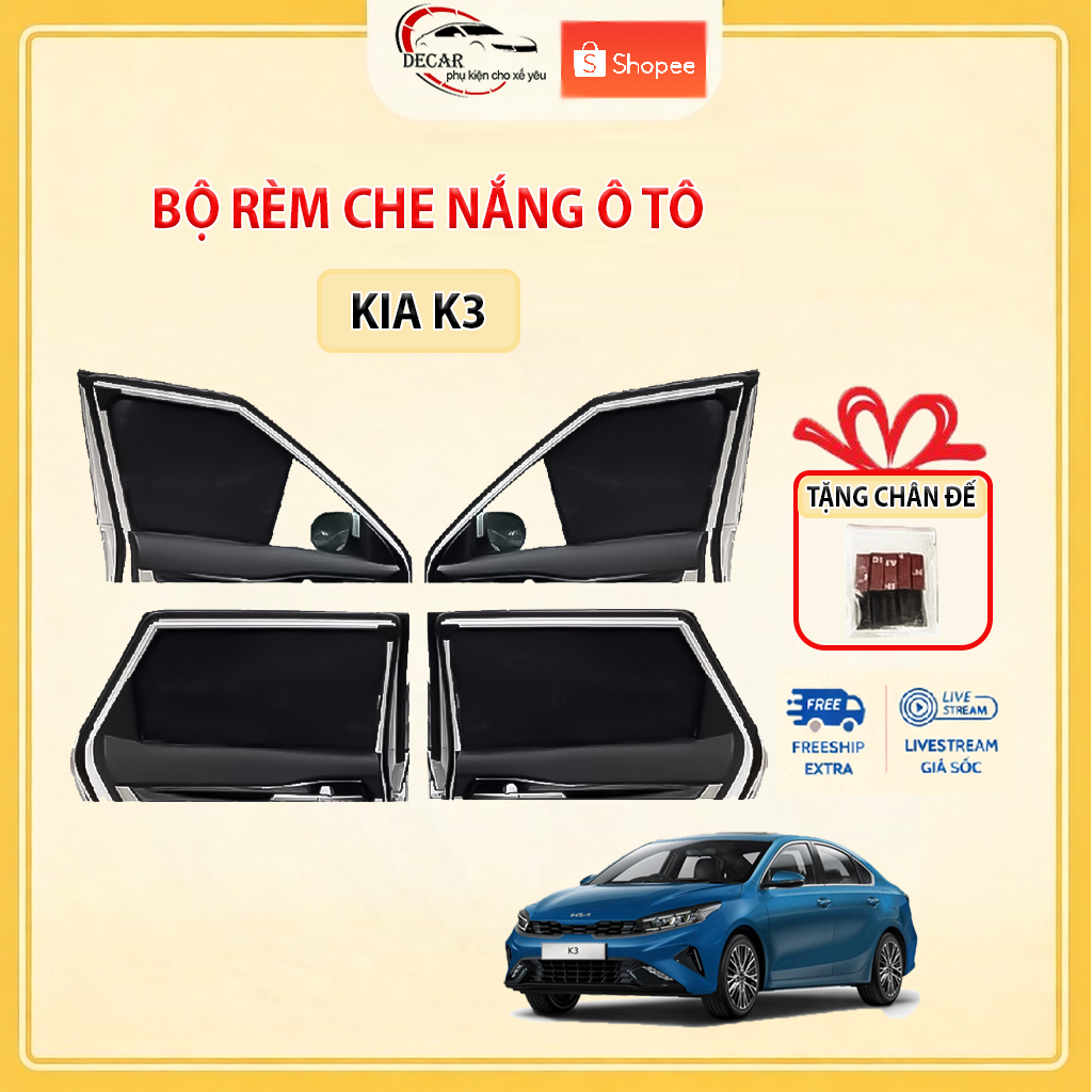 Magnetic Car Sun Shades Kia K3 = Cerato - ชุด 4 ชิ้น Anti-UV Car Window Sun Shades