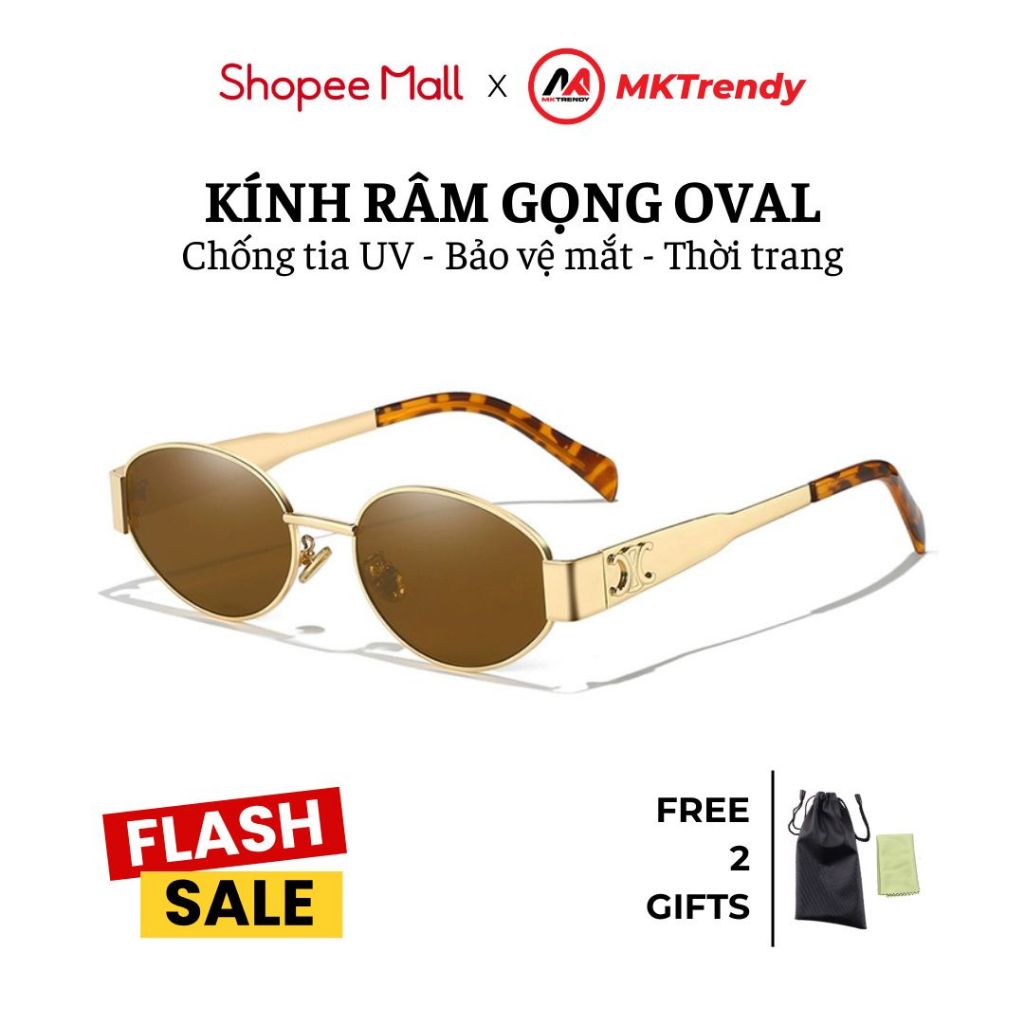 [Live x MKTRENDY] แว่นกันแดดทรงรีกรอบโลหะป้องกันรังสียูวีแฟชั่น T9