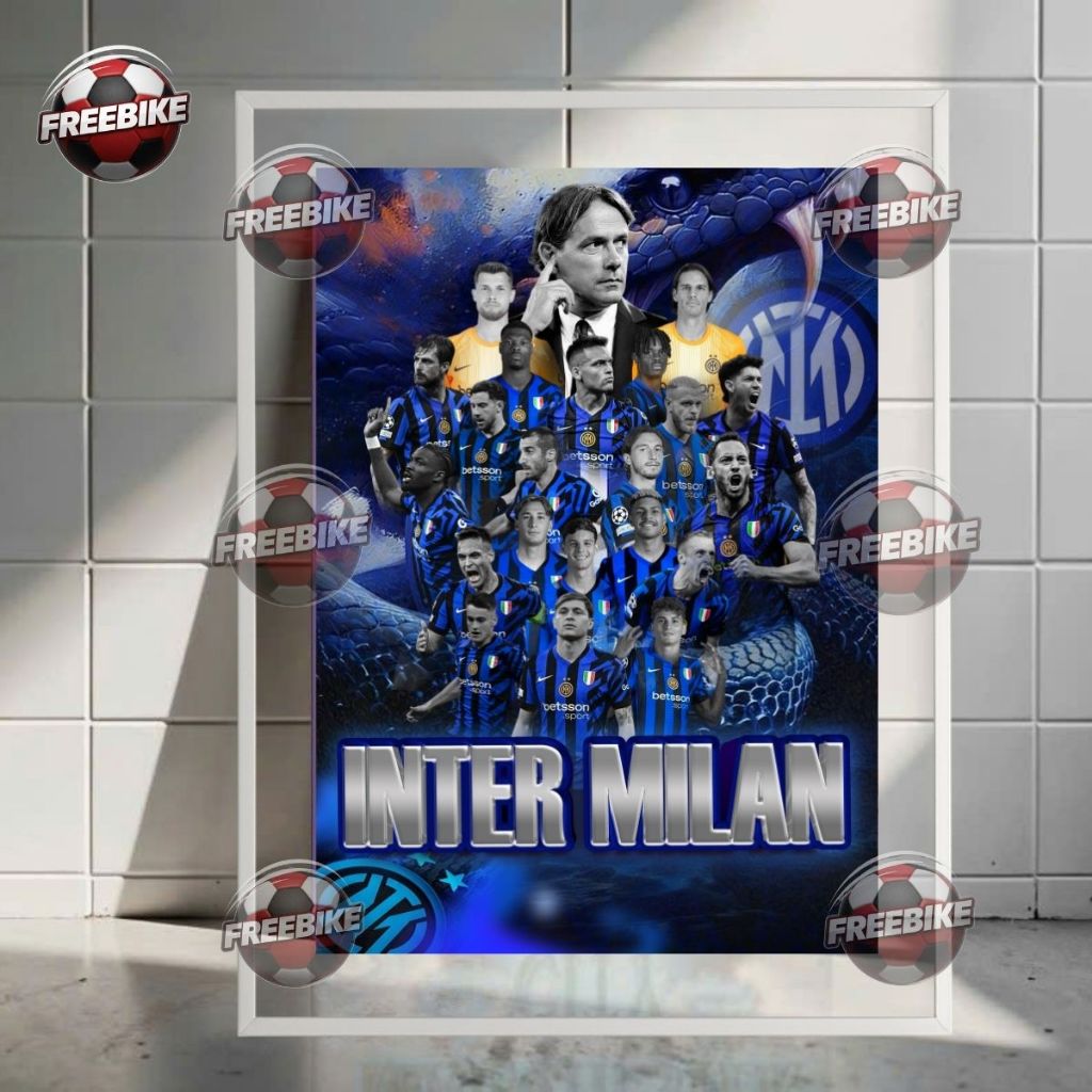 INTER MILAN CLUB โปสเตอร์ PRACTICE FRAME SEASON 2025-2026 พร้อมแก้วคริสตัลคุณภาพสูง