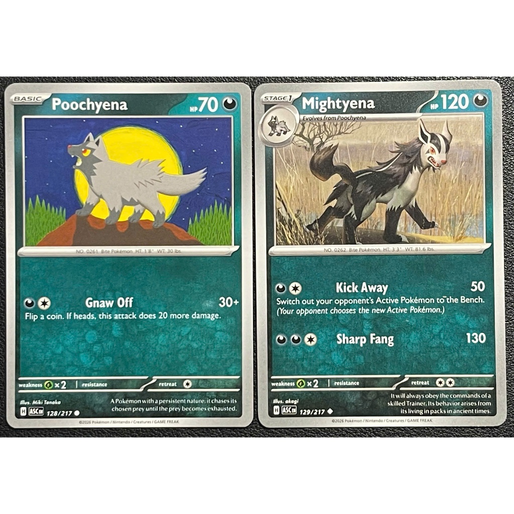[KW2 Pokemon] [EN] Combo 2 การ์ด 128/217 Poochyena, 129/217 Mightyena - ASCEN