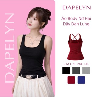 Áo Ba Lỗ Dây Chéo Lưng Có Mút Ngực, Áo Dây To Cổ Vuông Siêu Cá Tính (BigSize) - BL33