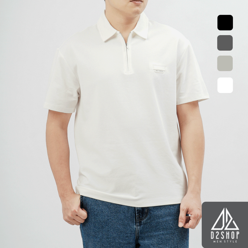 D2SHOP เสื้อโปโลผู้ชายคอปกซิป ผ้า Flex Pique Blend B-B99003
