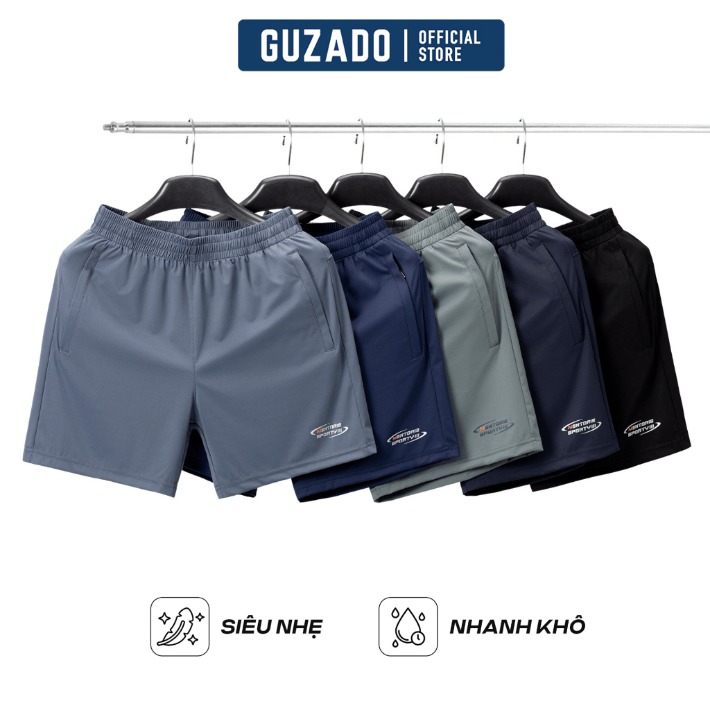 GUZADO กางเกงวิ่งขาสั้นผู้ชาย Coolmax ผ้าซิกแซกยืด Cool Regular Fit Form MSR2616-MASA26S014