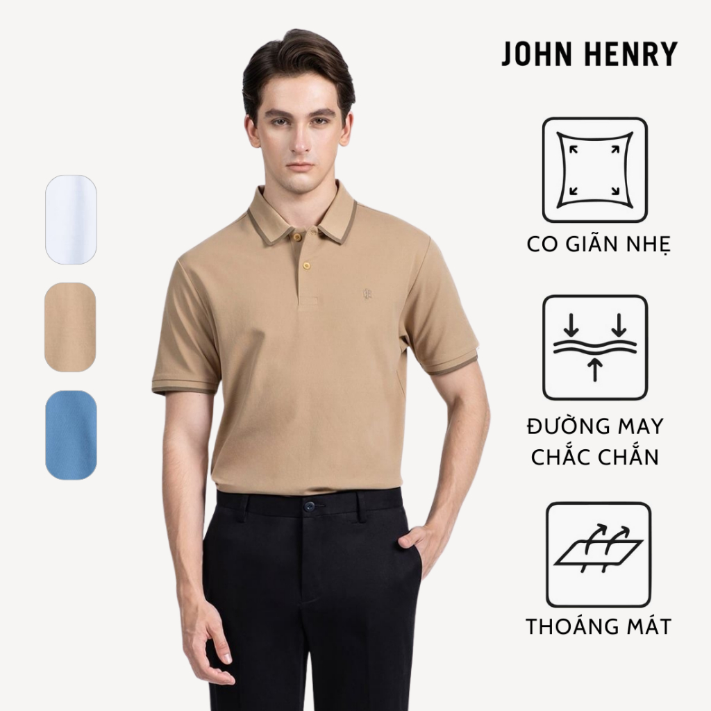 เสื้อโปโลแขนสั้นปานกลาง KS26SS08P-RGSR - JOHN HENRY Shop