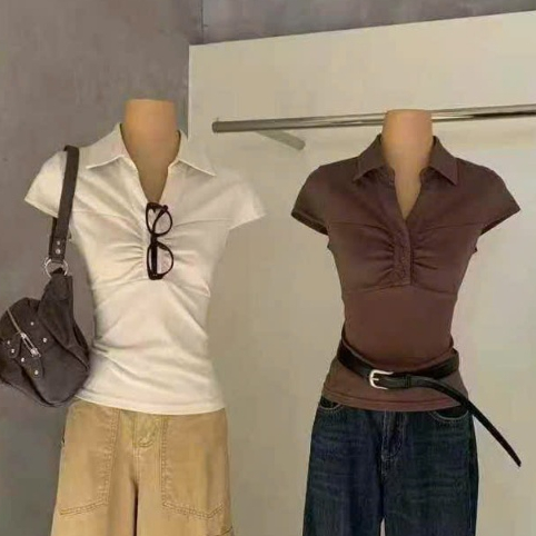 WGWE• เสื้อยืดแขนสั้นใหม่คอโปโลและอก 8650 wgwe สินค้า QC ไซส์ SM