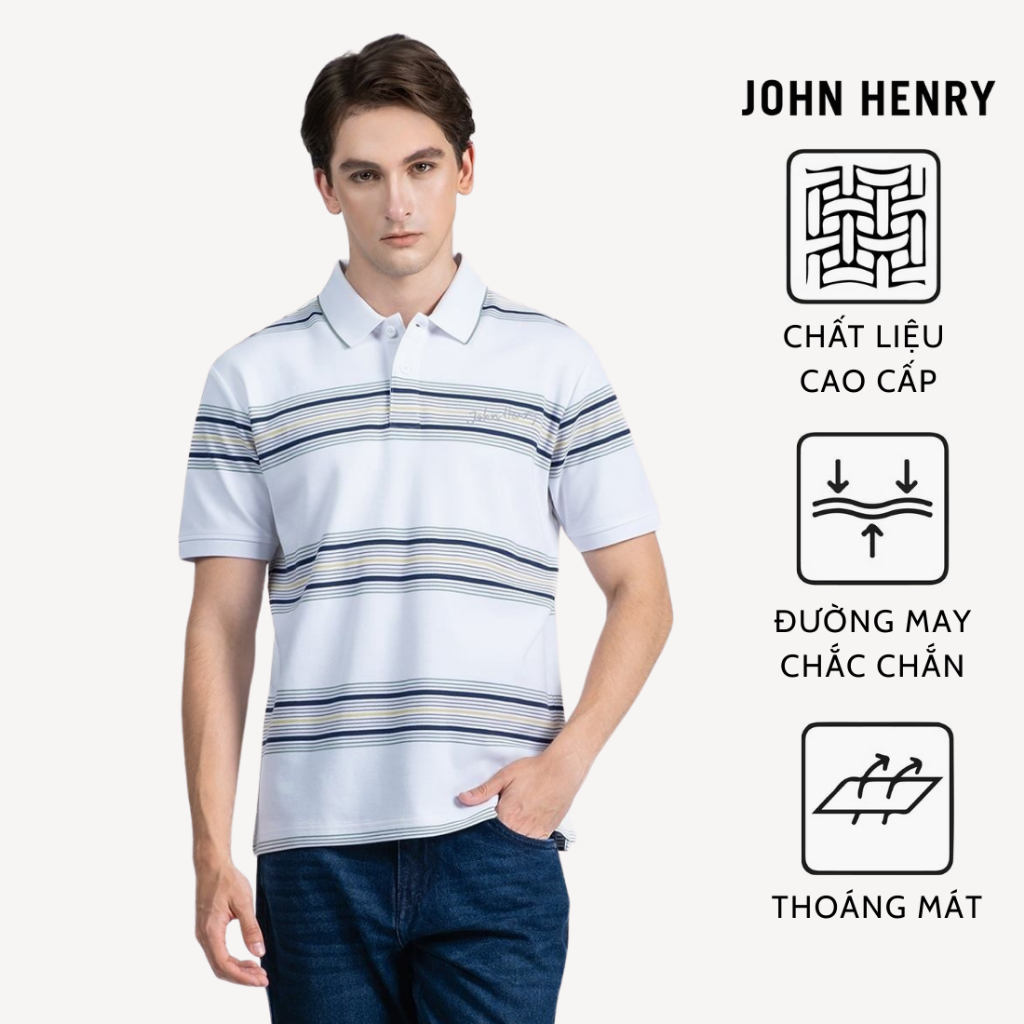 เสื้อโปโลแขนสั้นปานกลาง KS26SS51C-RG-WHITE - JOHN HENRY Shop