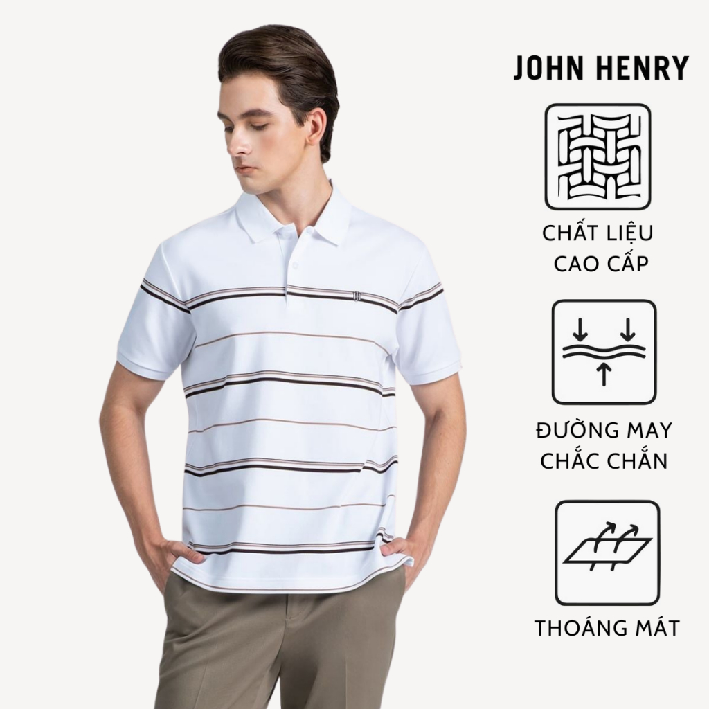เสื้อโปโลแขนสั้นปานกลาง KS26SS52P-RG-WHITE - JOHN HENRY Shop