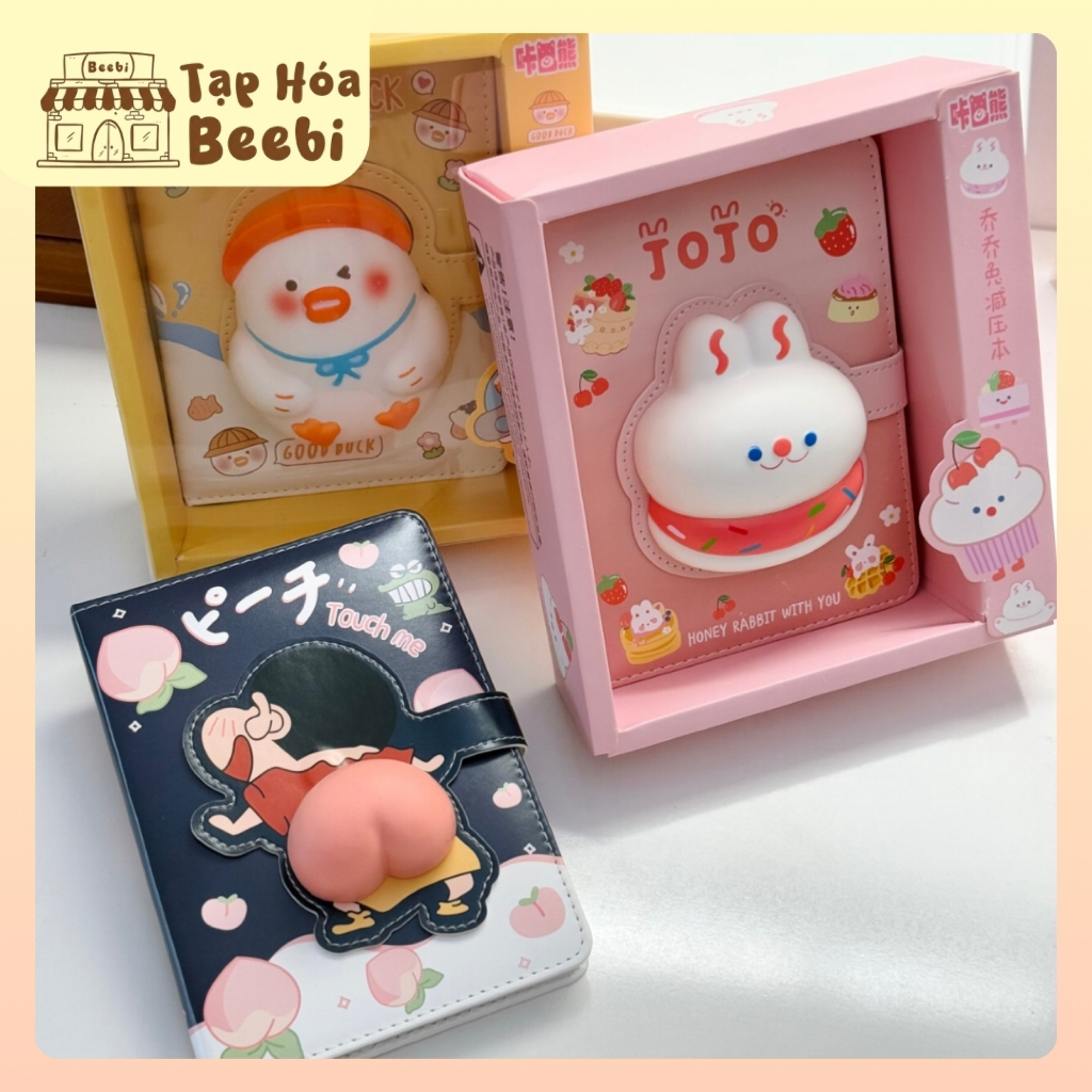 สมุดโน๊ต Squishyคลายเครียดรูปสัตว์นูน 3D Cute Shin Pencil Boy, สมุดโน๊ตหนัง Jojo Rabbit สําหรับนักเร