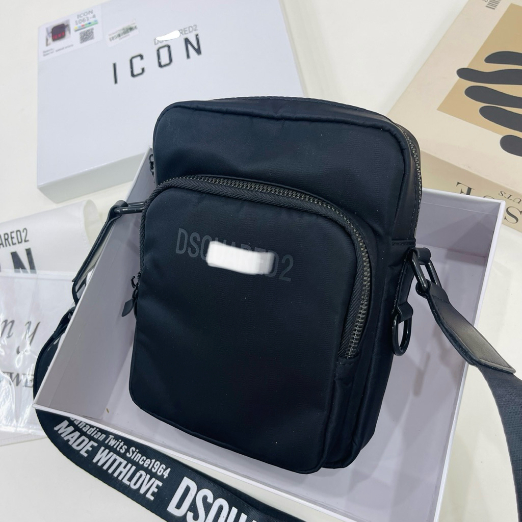 [คุณภาพสูง] - กระเป๋าสะพายข้าง D/s//q 1con สีดําพร้อมตัวอักษรสีเทา Fullbox - สินค้าคุณภาพสูง