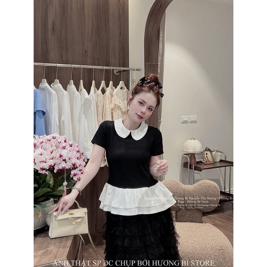 เสื้อคอปกบัวระบาย 2 ชั้น qccc l1