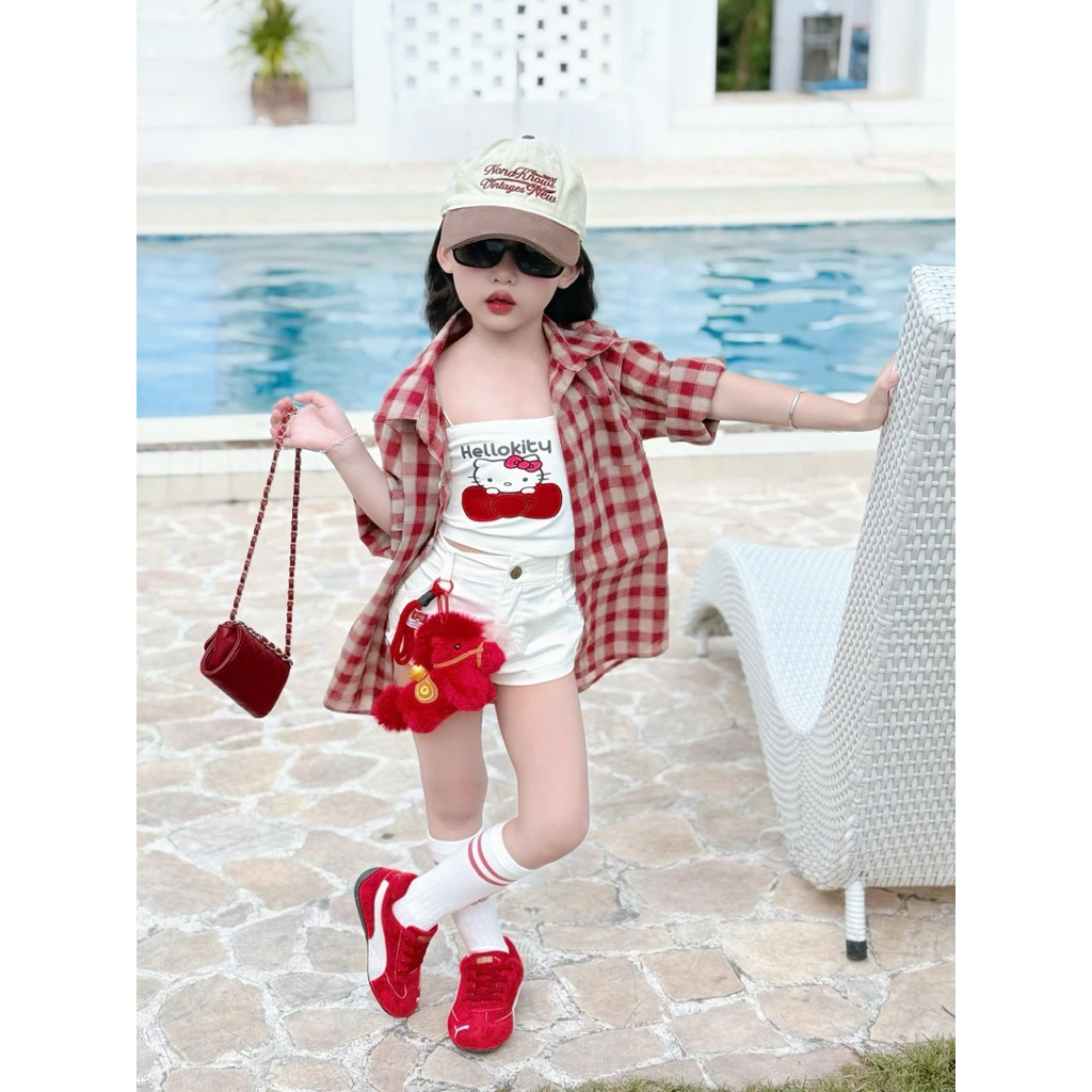 (DESIGNED PRODUCT) HK76 ชุด Hello Kitty 4 ชิ้น มีม้า 7-40kg (BELTS NOT INCLUDED)