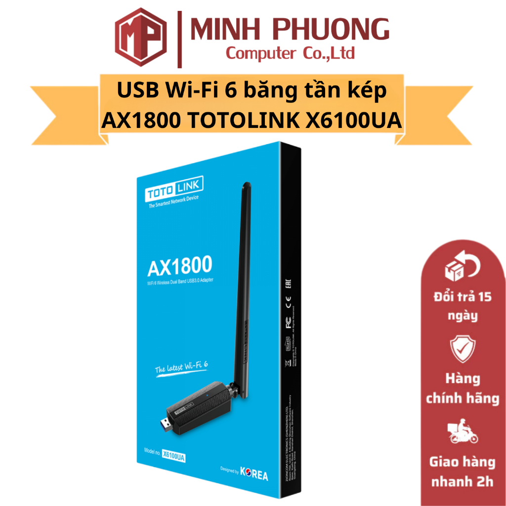 USB Wi-Fi 6 dual band AX1800 TOTOLINK X6100UA – Dual Band 2.4G/5G, USB 3.0, แผนกต้อนรับที่แข็งแกร่งม