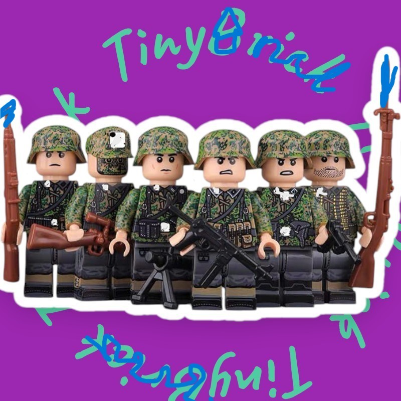 ประกอบของเล่น World War 2 โมเดลฟิกเกอร์ทหาร Oak camo ของเยอรมัน, ของเล่นประกอบขนาดเล็ก