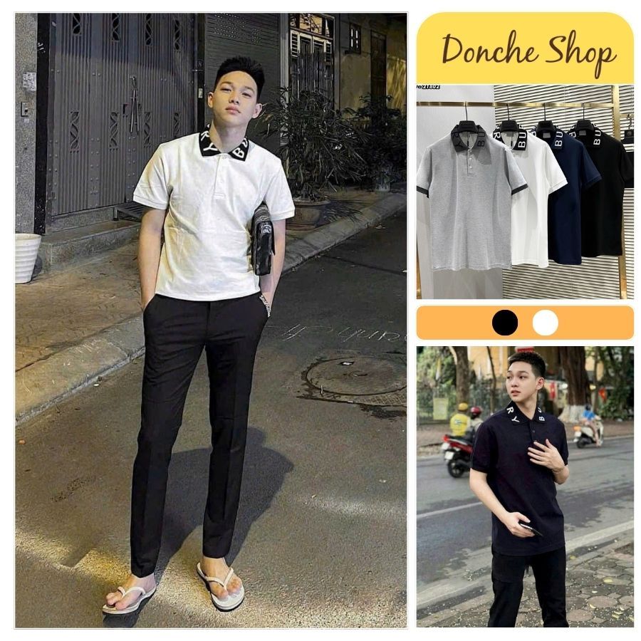 เสื้อโปโล Bx สุดสวยพร้อมคอปกทอสีดําและตัวอักษรสีขาว-เสื้อโปโลชายและหญิงรุ่น Bx Classic ทําจากผ้าฝ้าย