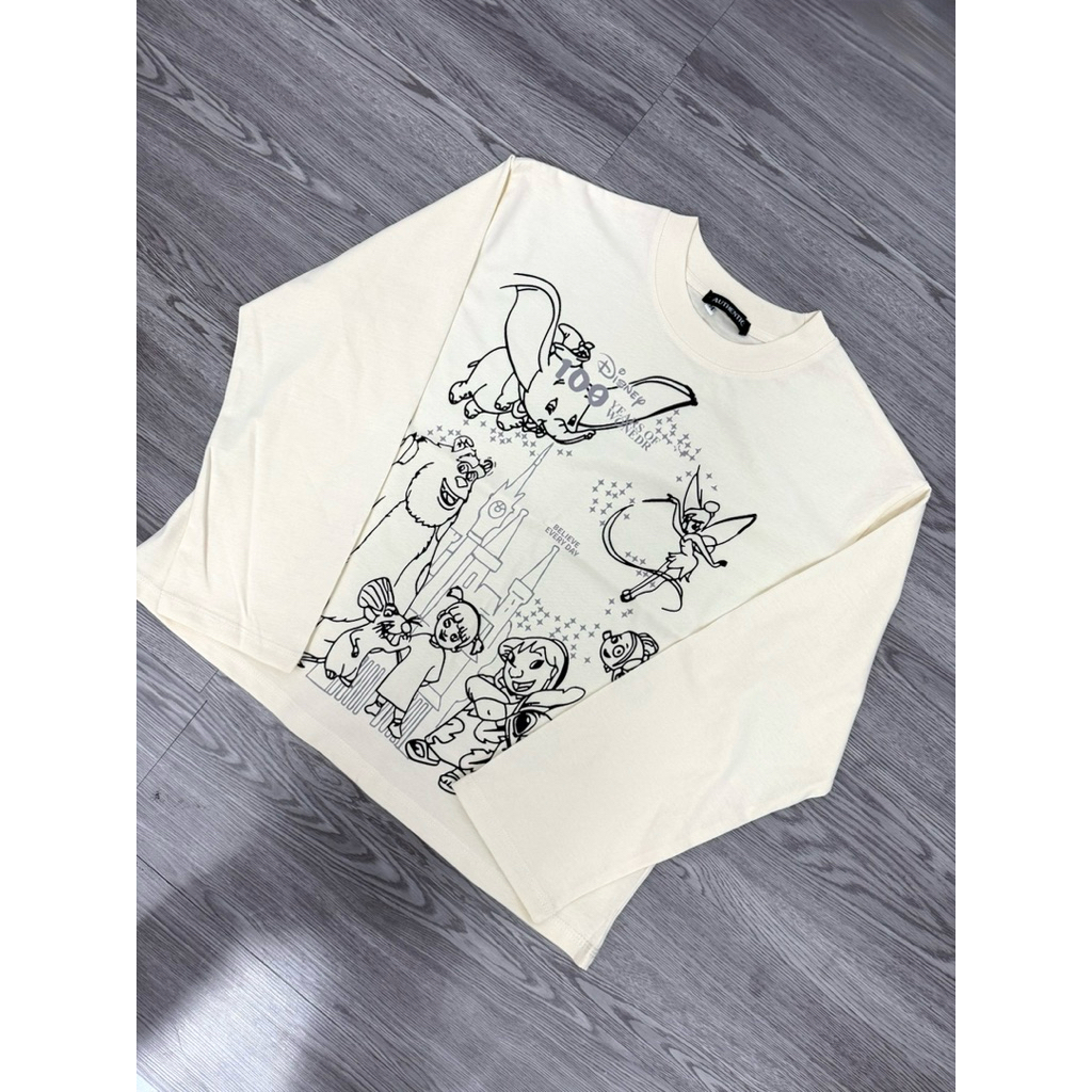 เสื้อยืดแขนยาว Disney New QCCC L1 ป้ายเต็ม - ผ้าฝ้าย 2 ทาง