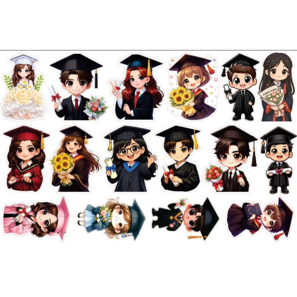 SET 20 - 50 GRADUATION CHIBI, GIRLS CHIBI