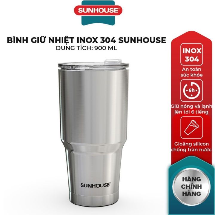 SUNHOUSE 304 กระติกน้ําร้อนสแตนเลส 900ml KS-TU900I