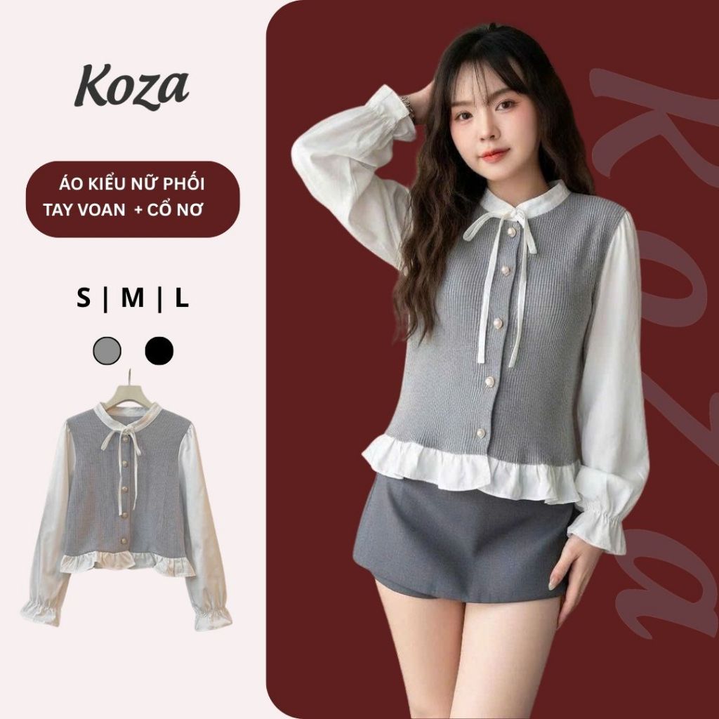 (NEW MODEL 2026) เสื้อเชิ้ตผู้หญิงเกาหลีหรูหราแขนชีฟองและคอปกโบว์ AOT031