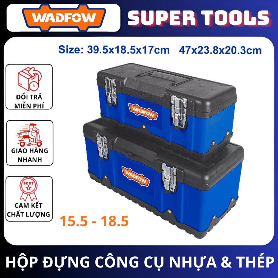 WADFOW TOOLS ชุดกล่องเครื่องมือพลาสติกและเหล็ก 2 ชิ้น WTB6A02, WTB6A19, WTB6A16