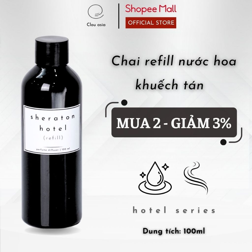 ขวดอาหารเสริม (รีฟิล) SHERATON Hotel Room Fragrance Diffuser Premium Essential Oil 100ml - CLOU asia