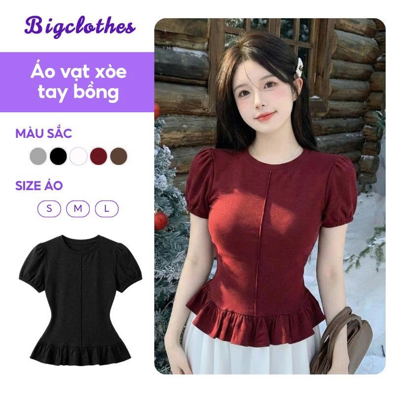 BigClothes เสื้อยืดแขนบานผู้หญิง เสื้อยืดคอกลมยางผู้หญิง L01