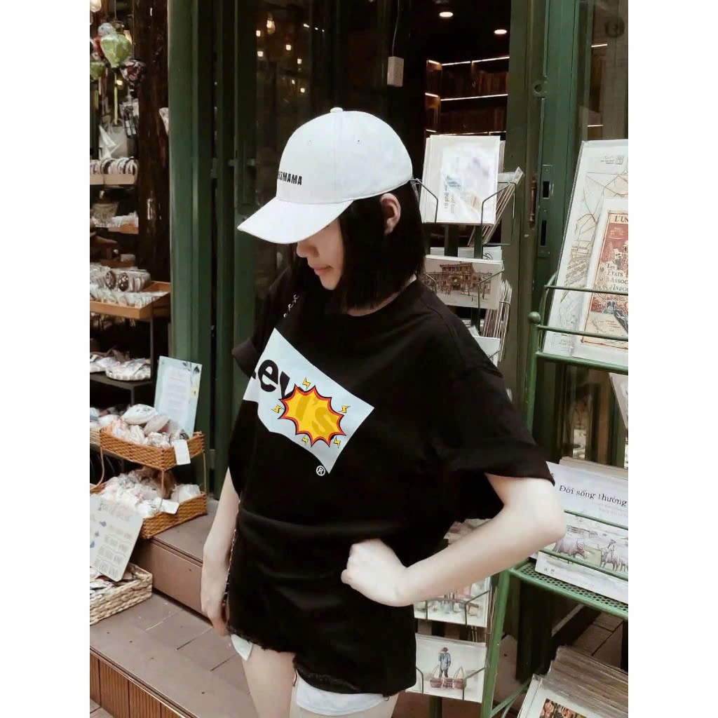 เสื้อยืดผ้าฝ้าย GAVANA Basic สีดําและสีขาว, คอกลมแขนหลวมคุณภาพสูงแท็กเต็ม