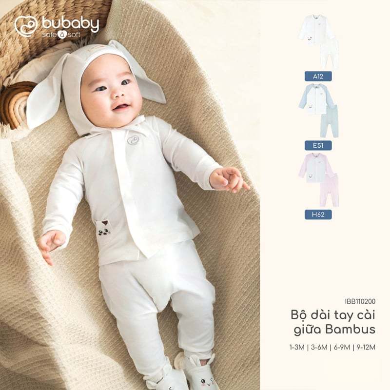 ชุดแขนกลาง Bubaby แขนยาว Bubaby ทําจากผ้าฝ้ายเย็น IBB110200