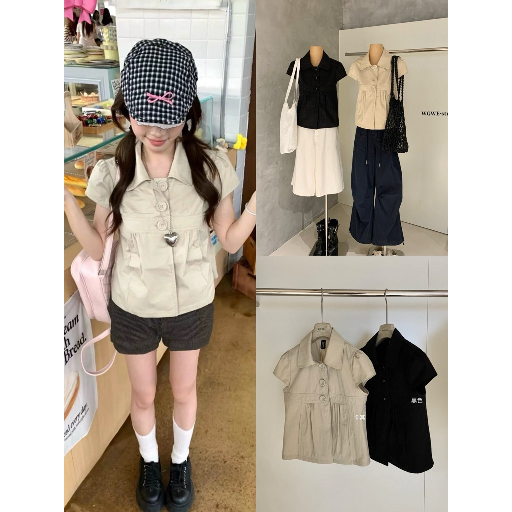 Leva Studio x WGWE | (AVAILABLE IN BLACK S) เสื้อห่อ Y2K Babydoll WGWE