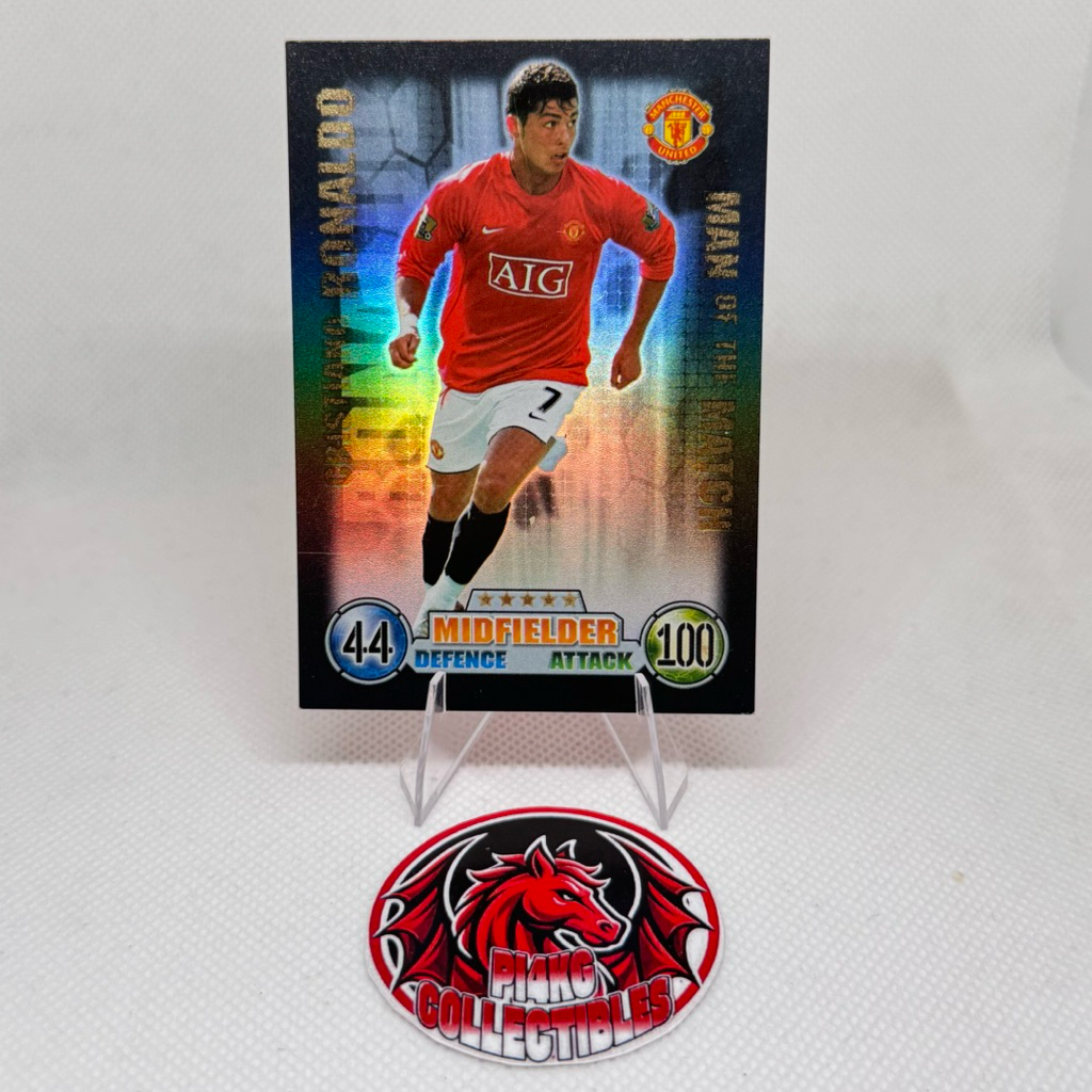 [ULTRA RARE] Cristiano Ronaldo Man Of Match Topps Match Attax 2007 Player Card (ฟรีการ์ดสุ่ม+ฝาครอบ+
