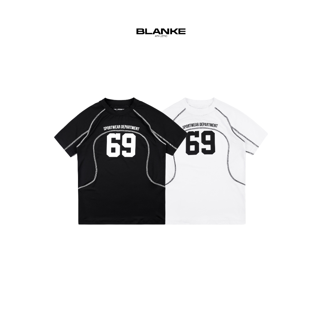 BLAKE BLANKESPACE ALEX TEE เสื้อยืดกีฬาผู้ชายและผู้หญิงผ้าโพลีสแปนเด็กซ์ 4 ทิศทาง Unisex