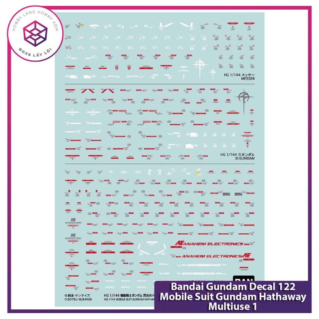 Bandai Gundam Decal Accessories 122 Mobile Suit Gundam Hathaway Multiuse 1 [TAM]