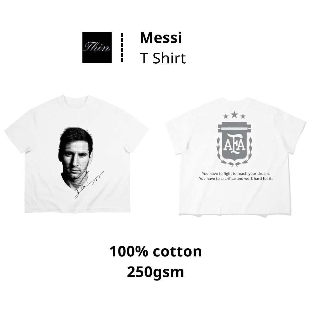 เสื้อยืด Messi Shin.Store ผ้าคอตตอน 100% 250gsm.
