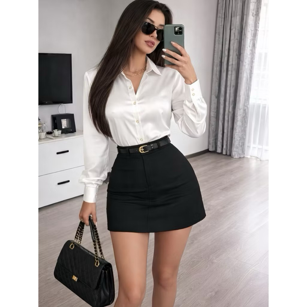 A2 SATIN SILK SHIRT, เสื้อเชิ้ต, OFFICE SHIRT, SILK SHIRT, เสื้อเชิ้ตผู้หญิง