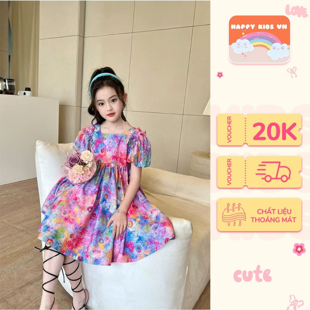 Happy Kids G53 ชุดเจ้าหญิงพรีเมี่ยมมีโบว์สําหรับเด็กผู้หญิงตั้งแต่ 8-45กก