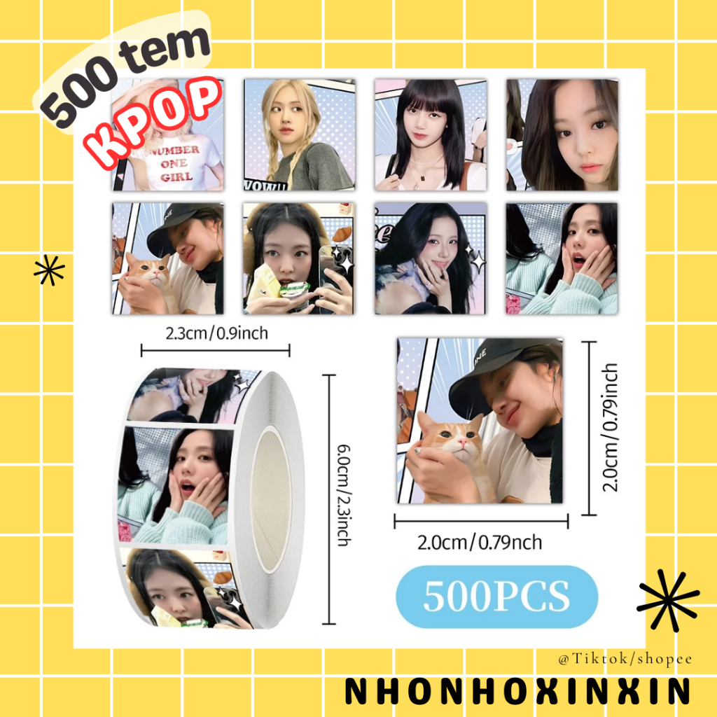 สติ๊กเกอร์ 500 ดวง blackpink, Ive, Babymonster, aespa 2.5 x2.5 cm