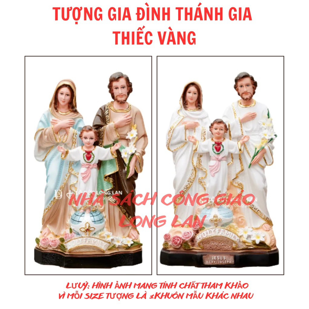 GOLDEN TIN POLY HOLY FAMILY STATUE - HOLY FAMILY