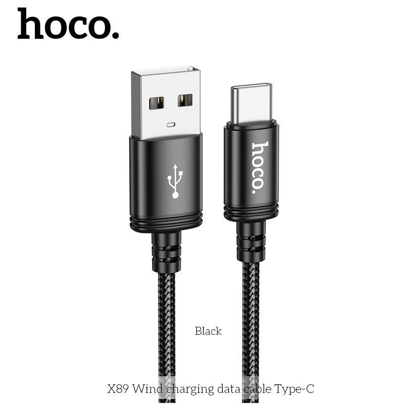 Hoco X89 สายชาร์จร่มสุดทนทานพร้อมพอร์ต TypeC ยาว 1M (สีดํา)