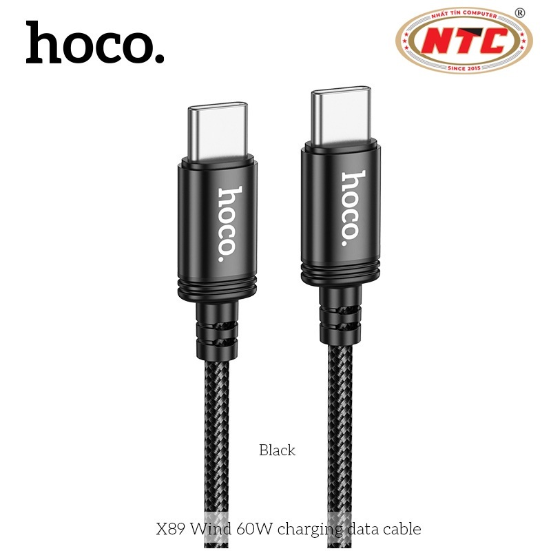 Hoco X89 สายชาร์จร่มสุดทนทานพร้อมพอร์ต TypeC to TypeC ยาว 1M (สีดํา)