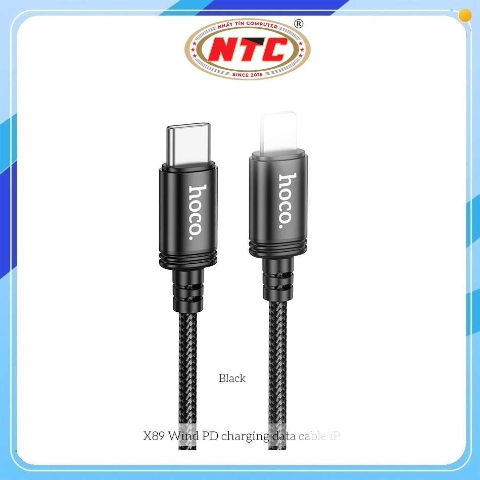Hoco X89 สายชาร์จร่มสุดทนทานพร้อมพอร์ต TypeC ถึง LaiNing ยาว 1M (สีดํา)