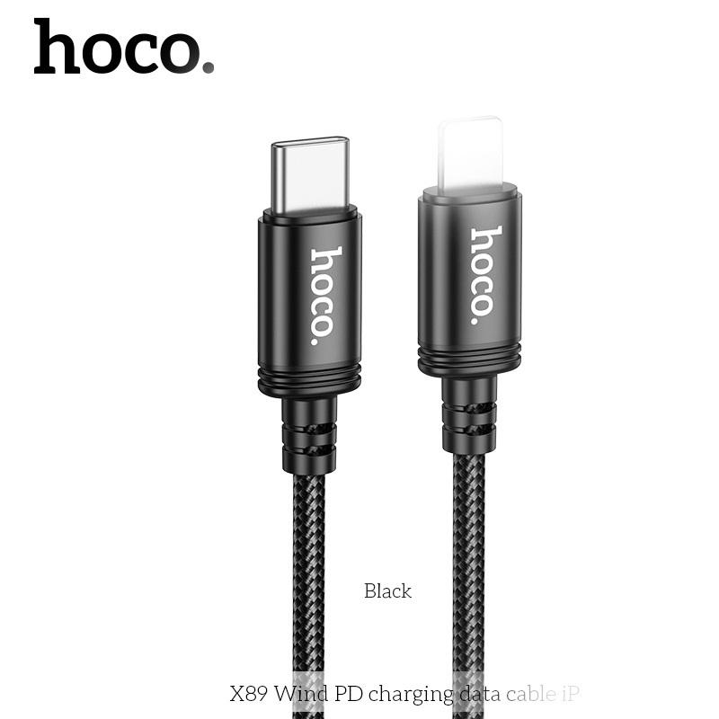 Hoco X89 สายชาร์จร่มสุดทนทานพร้อมพอร์ต TypeC ถึง LaiNing ยาว 1M (สีดํา)