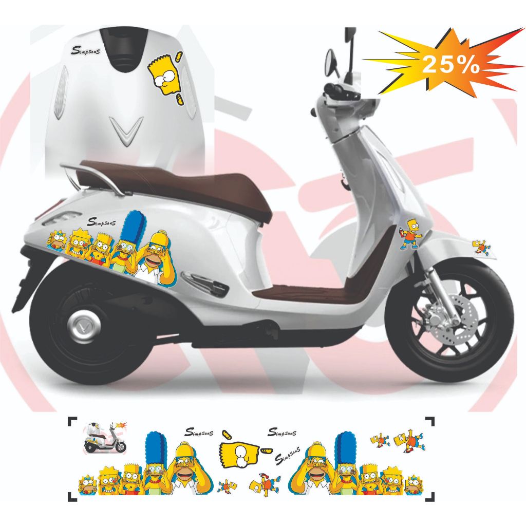 สติ๊กเกอร์ติดรถ EVO 200 - EVO LITE NE0- EVO GRAND - EVO MAX ดีไซน์สวย SimpSon S รุ่นแสตมป์ สติ๊กเกอร